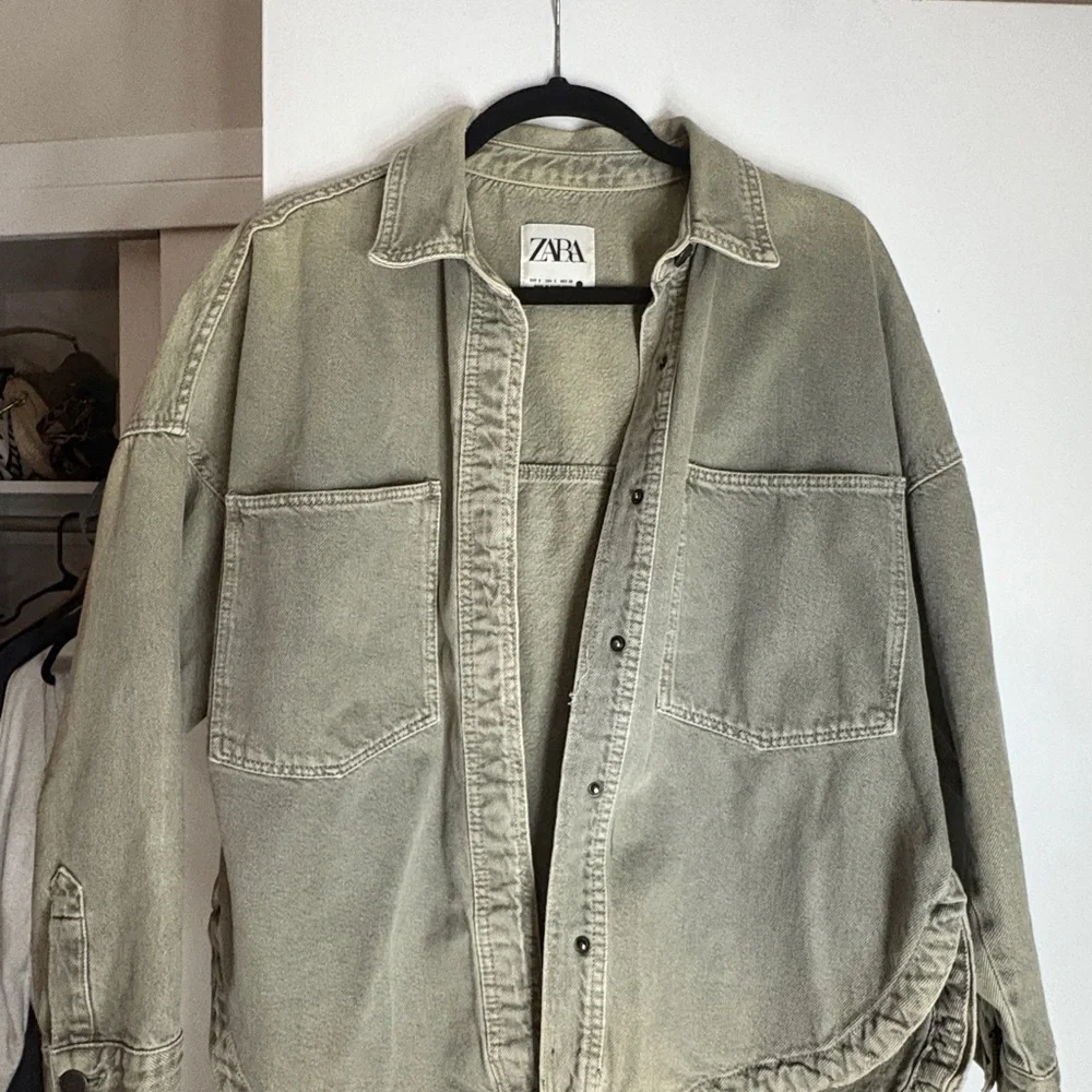 Zara Khaki Green denim Jacket - Picture 2 of 5